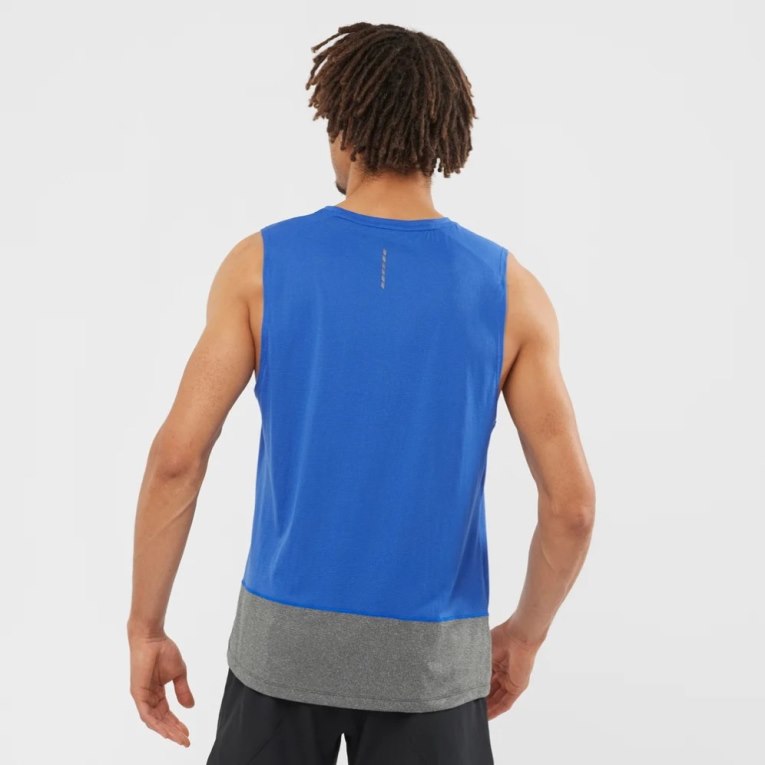 Blue / Grey Salomon Cross Run Men's Tanks | IE XT8294